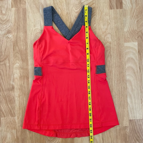 Lululemon Push Ur Limits Tank Top Red Coral Gray Size 6 Criss Cross Back Passion - Picture 14 of 16